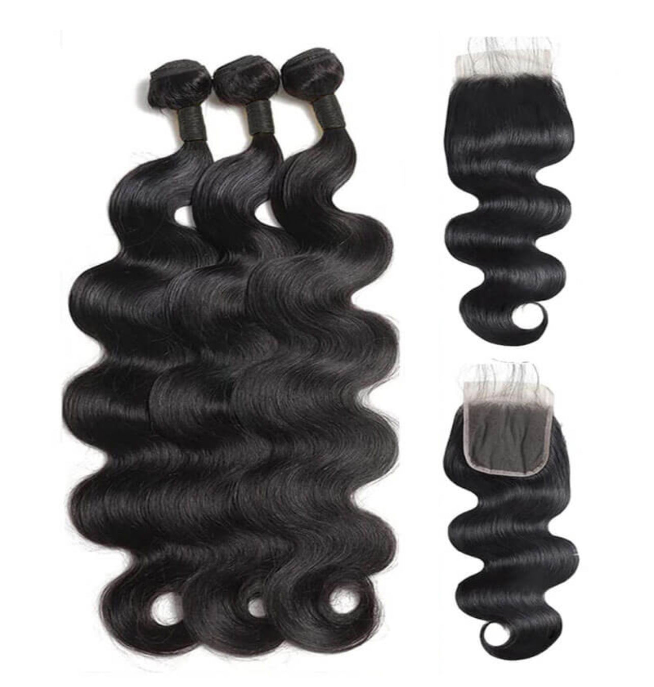 Virgin Body Wave Closures+Bundles